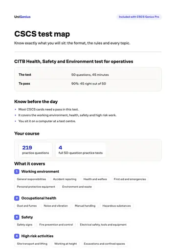 Page one of the CSCS test map