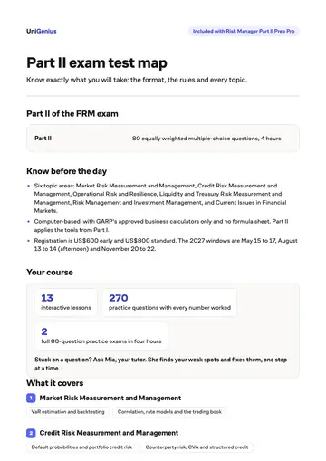 Page one of the Part II exam test map