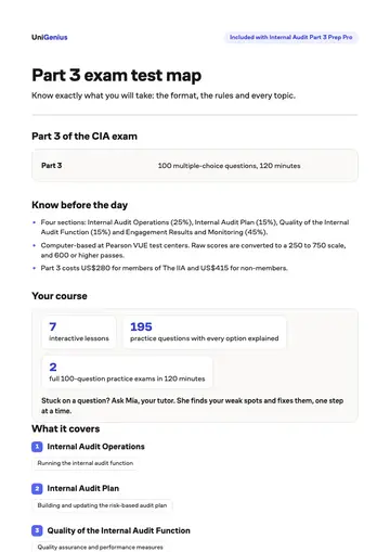 Page one of the Part 3 exam test map