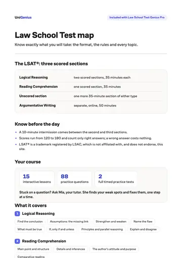 Page one of the Law School Test map